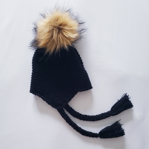 Other - kids fur pompom knit hat